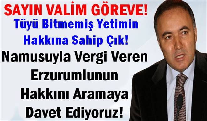 Erzurum Valisi Ahmet Altıparmak`ı Göreve Davet Ediyoruz!